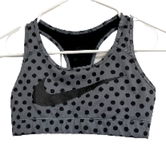 NIKE Dri Fit Gray Black Polka Dot Racerback Sports Bra Womens Small - Picture 5 of 13